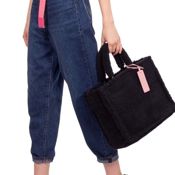 COCCINELLE Never Without Tote Faux Fur Wool Top Handle Tote Never Full Handbag - Picture 10 of 10